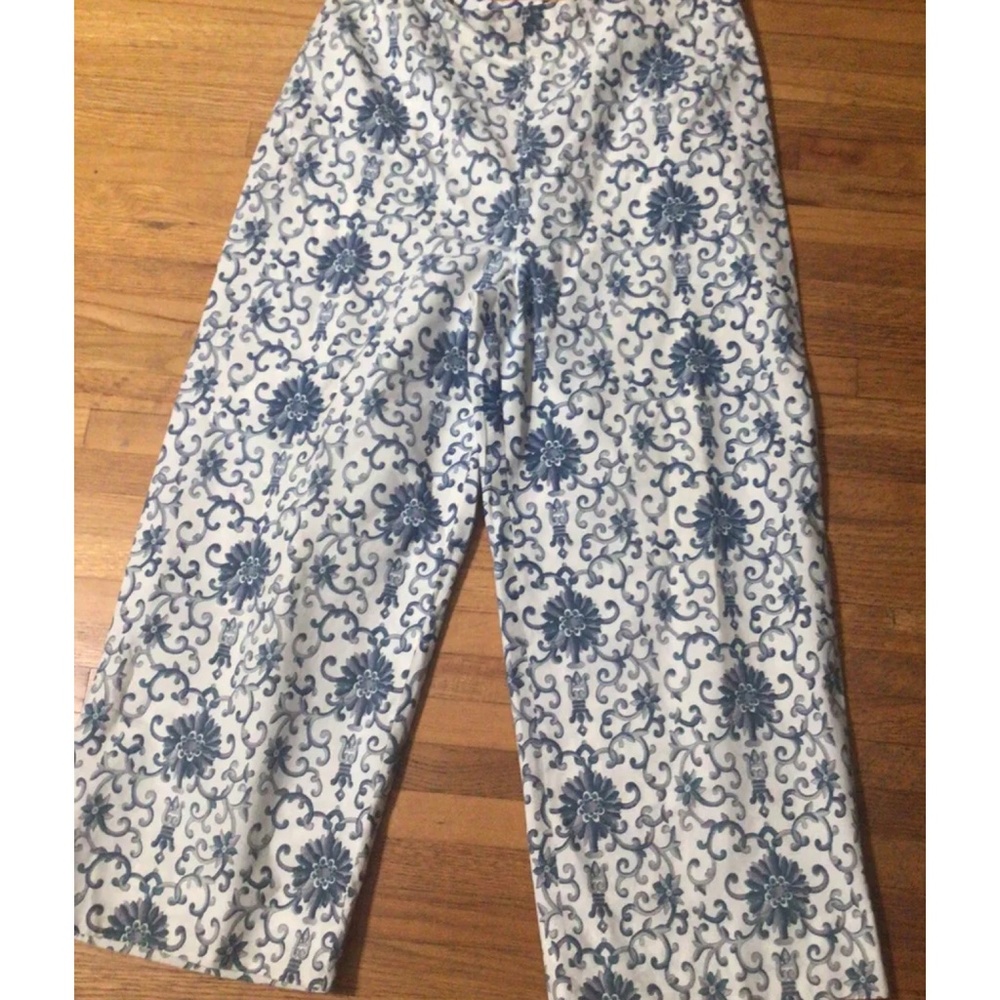 Reworked Vintage Ralph Lauren Porcelain Rosette blue & white pants
